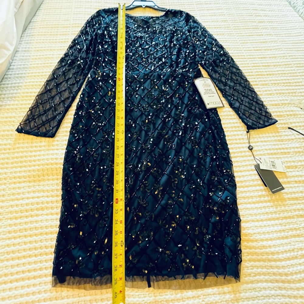 Adrianna Papell Navy Beaded Coctail Dress - Picture 5 of 13